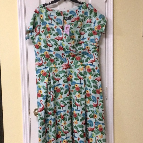 FLAMBOYANT FLAMINGO SWING DRESS 22/24 - Picture 2 of 12